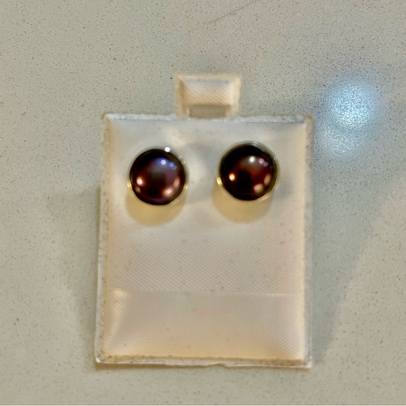 Sterling Silver 925 Freshwater peacock pearl earrings - Picture 4 of 8